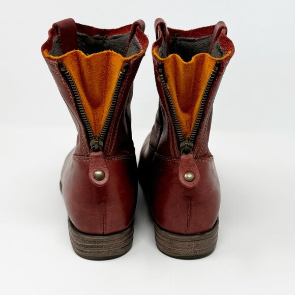 Eric Michael Womens Rust Brown Leather Pull on Back Zip Bootie Size 8-8.5 EU 39 - Picture 5 of 9